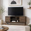Meuble télé de 110 cm (43,31 pouces), de style moderne du milieu du siècle, pour téléviseurs de 81/114 cm (32/45 pouces), meuble multimédia avec rangement