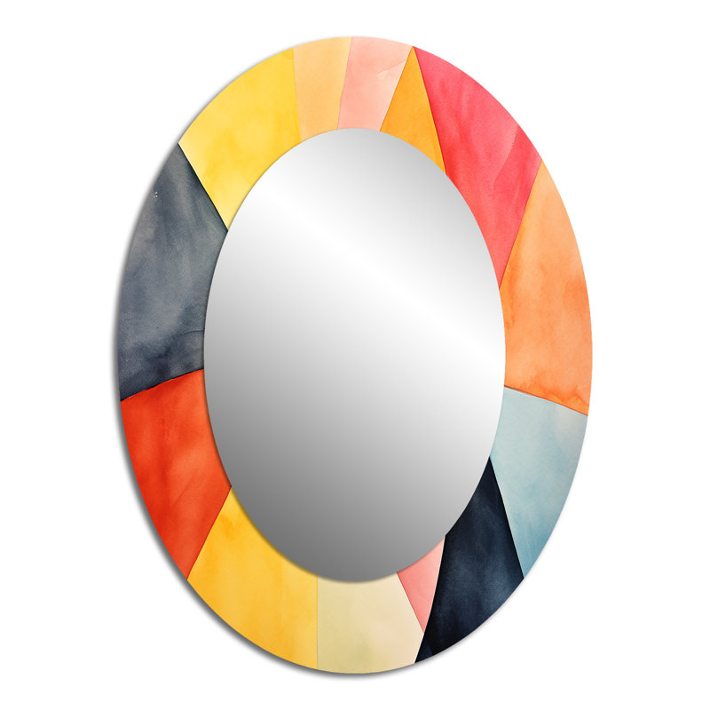 Carrelage géométrique aux couleurs douces I - Miroir mural moderne ovale, H 40 po x l 30 po
