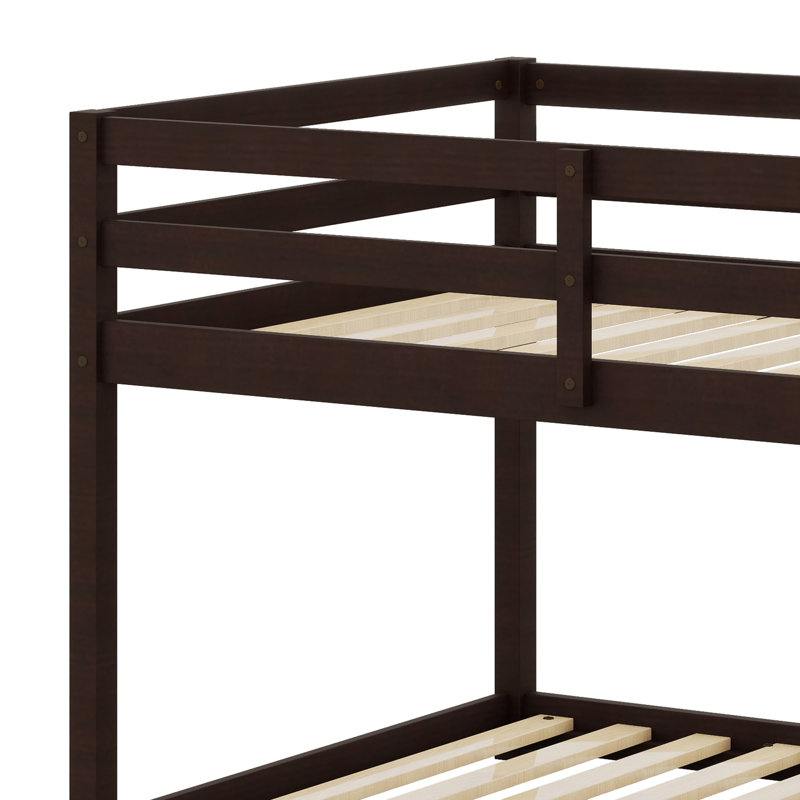 Lit superposé en bois massif avec échelle, Espresso