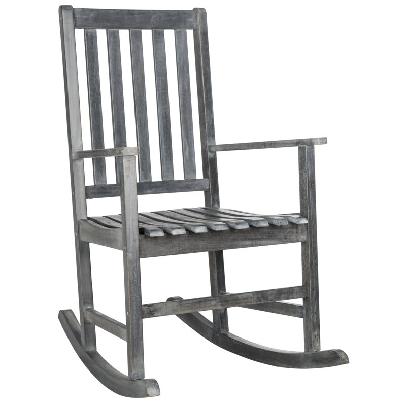 Chaise berçante d'extérieur en bois massif, Gris cendré