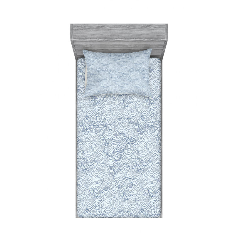 Microfiber Sheet Set, Twin XL Sheet Set with Fitted Sheet, Blue Wave