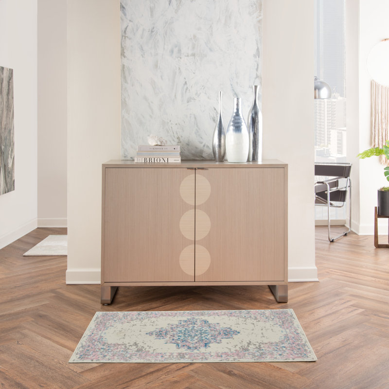 Tapis oriental ivoire / rose Burnie, Rectangle 3 pi x 5 pi