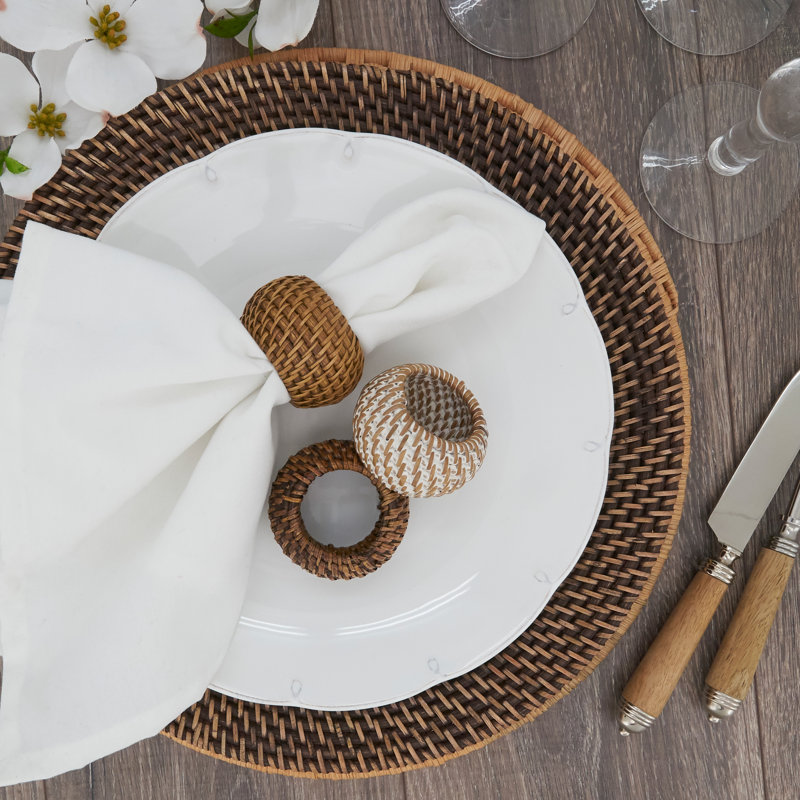 Natural Woven Rattan Napkin Rings Set of 4
