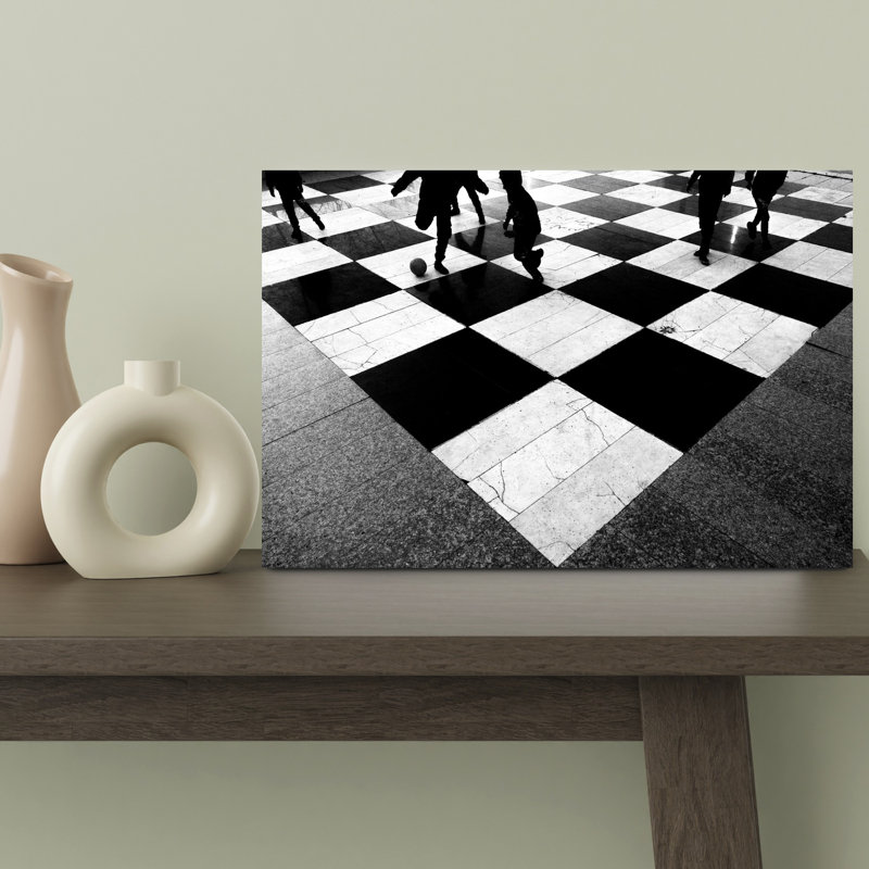 Art mural abstrait contemporain Chess, H 18 po x l 12 po