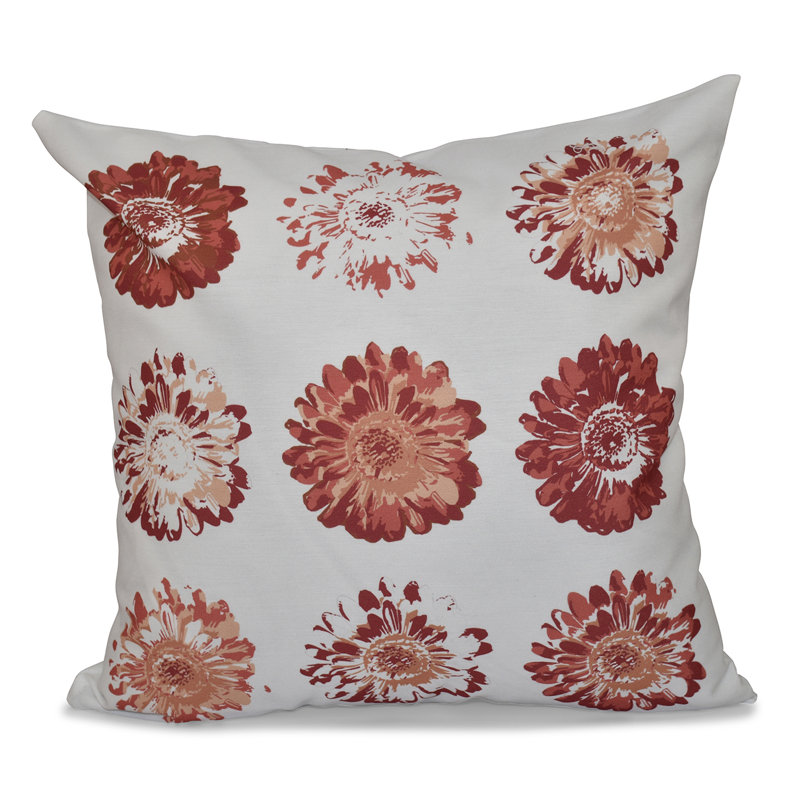 Happy Hippy Floral Reversible Throw Pillow, 18" H x 18" W, Orange