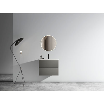 Ensemble de meuble-lavabo mural 24 po, lavabo en céramique, rangement de tiroir abondant, tiroirs silencieux, support moderne 24 po, gris, décor, rails spacieux
