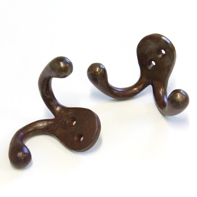 Rustic Iron Double Droplet Wall Hook with Screws