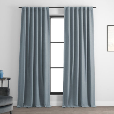 Bellino Textured Faux Linen Room Darkening Curtains for Bedroom & Living Room Curtains (1 Panel)