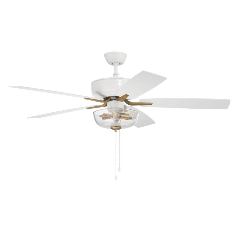 Pro Plus Fan 52'' Ceiling Fan with LED Lights, White / Polished Nickel