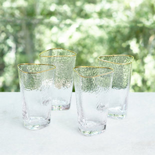 NOVICA Artisan Crafted Clear Green Glass Recycled Glasses, 15 oz 'Conical' (Set of 6)