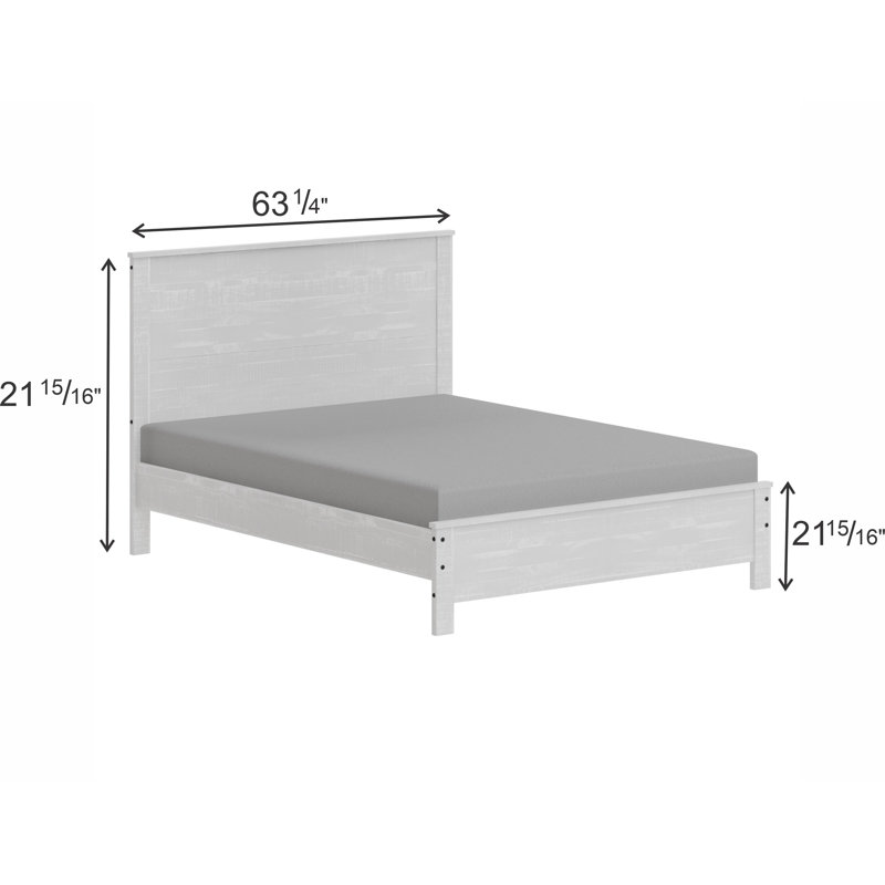Cadre de lit en bois massif avec tête de lit Albany, Simple, Blanc
