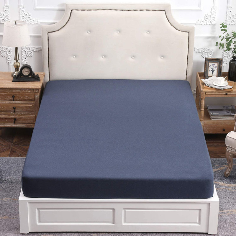 Drap-housse 100% coton, Drap-housse grand, Bleu marine
