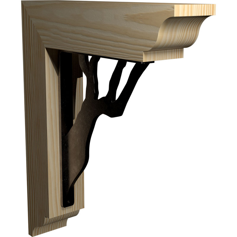 3 1/2"W x 13 1/2"D x 16"H Damon Traditional Ironcrest Smooth Bracket, Douglas Fir (1 1/2"W x 5 1/2"D x 8"H Iron Bracket)