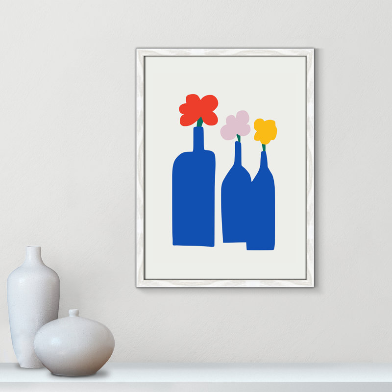 «Bold Blooms Trio Print» par Dean, Grain de bois blanc, L 17 po x H 23 po, Impression encadrée