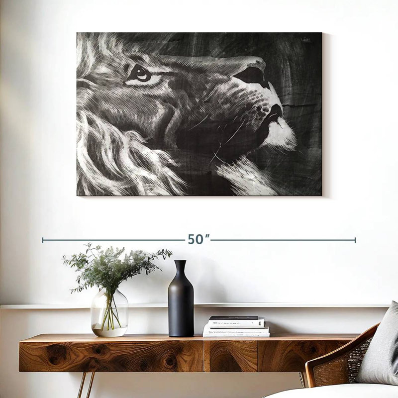 Lion craie Brampt, H 26 po x l 39 po