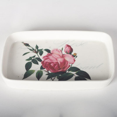 Plateau en porcelaine, roses