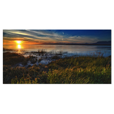 «Warm River Sunset» avec reproduction d'oies sur toile tendue