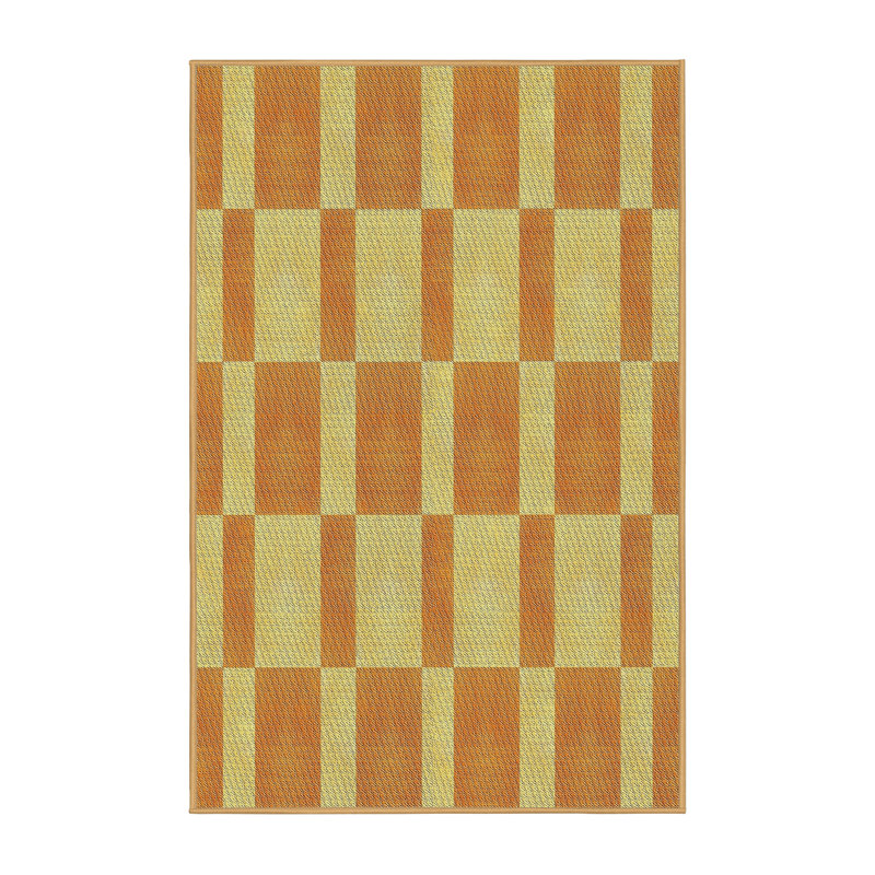 Tapis brun/jaune à motifs, Rectangle 3 pi x 5 pi