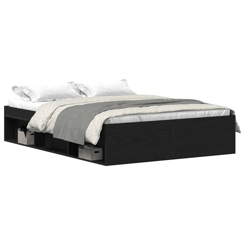 Afriani Storage Bed, Double (4'6), Black Oak