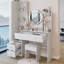 Armoire à miroir pleine grandeur, coiffeuse à DEL avec éclairage réglable et tabouret rembourré, parfait pour les chambres à coucher modernes et les postes de maquillage-909965035