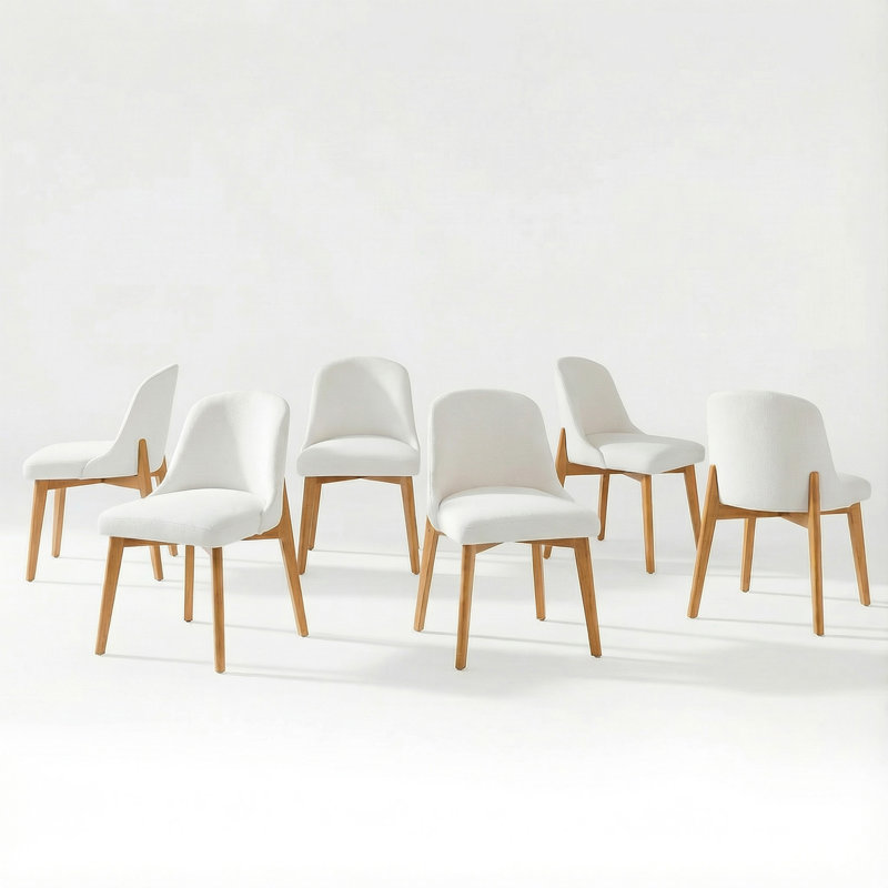 Chaise d'appoint rembourrée avec pieds en bois 32 po H, 6, Bois naturel