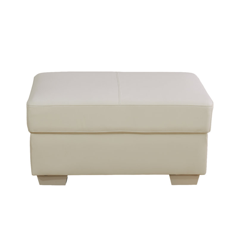 Kamiyla 36.5" Wide Genuine Leather Ottoman, White Genuine Leather