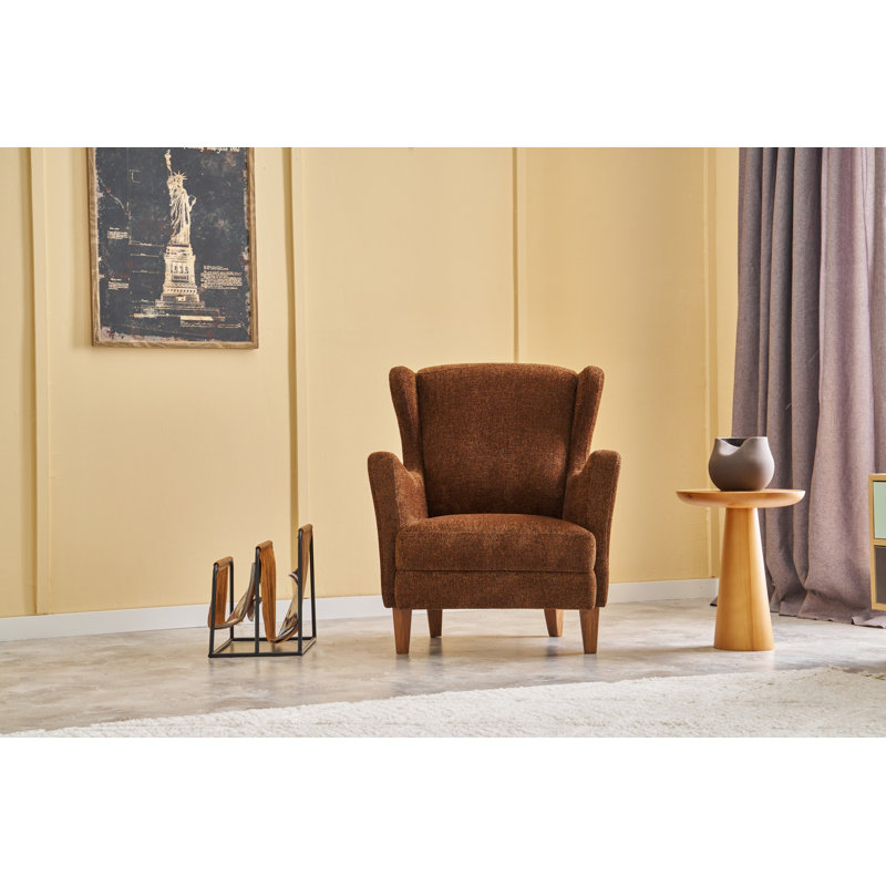 Fauteuil à oreilles, Mélange de polyester brun Nampreet
