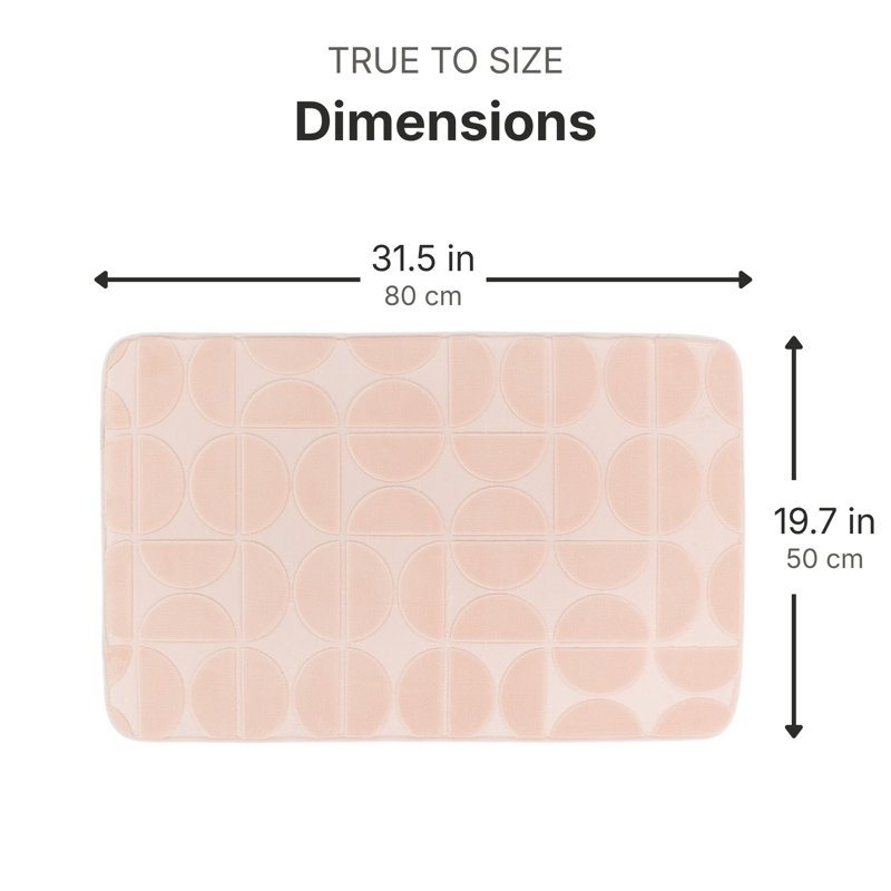 Tapis pour salle de bain en mousse viscoélastique Demi-Lune, Rosé