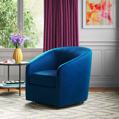 Holden 31.5" Wide Velvet Swivel Barrel Chair