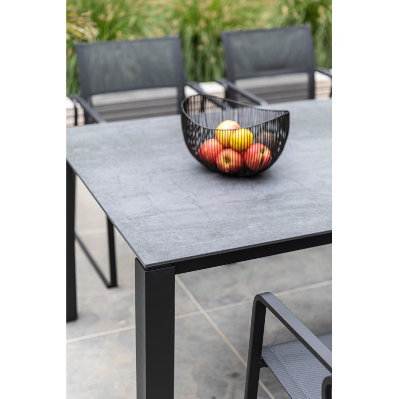 Muze Stacking Patio Dining Chair, Anthracite Frame/Anthracite Mesh