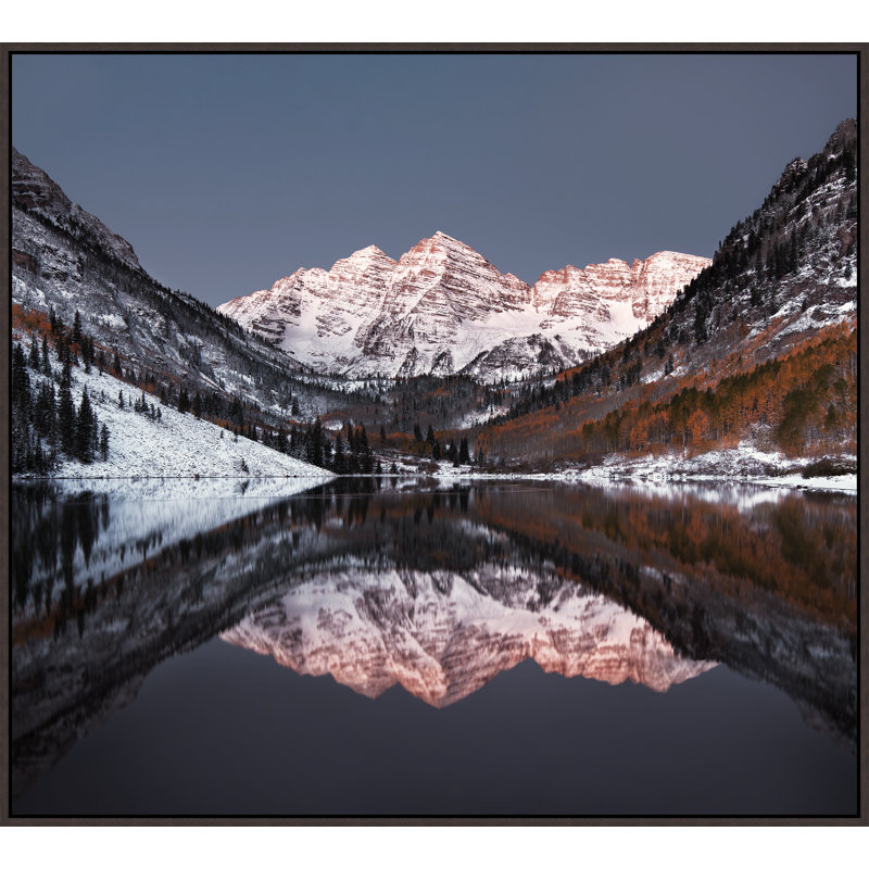 Winter Maroon Bells VI Framed Painting Canvas, Image Brush Gel