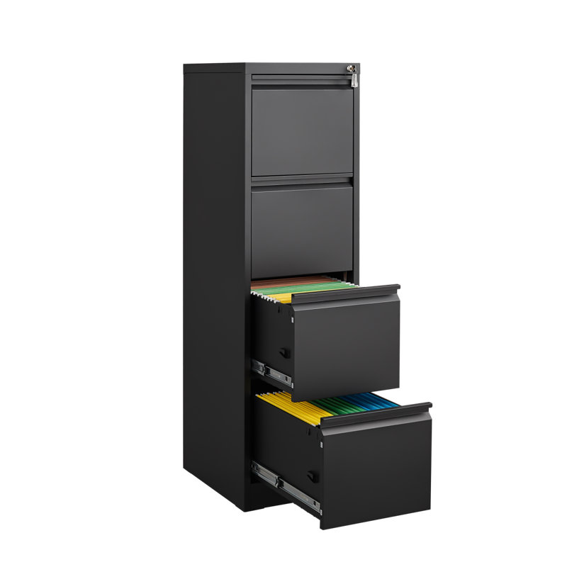 4 Drawer File Cabinet With Lock Metal Vertical File Storage Cabinet Office Home Steel Vertical File Cabinet For A4 Legal/Letter Size Narrow File Cabinet Locked,Assembly Required