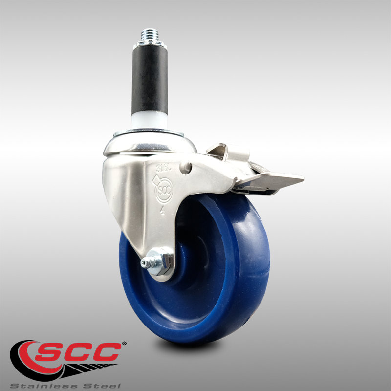 Solid Poly Swivel Expanding Stem Caster Lock Brake, 4" H x 4" W