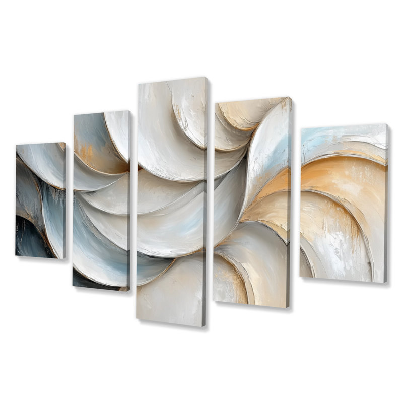 Vagues grises et blanches de l'introsection I - art mural blanc - ensemble d'art mural moderne diamant