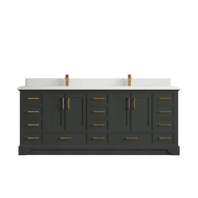 Meuble-lavabo double avec plateau Charlotte 84, Blanc