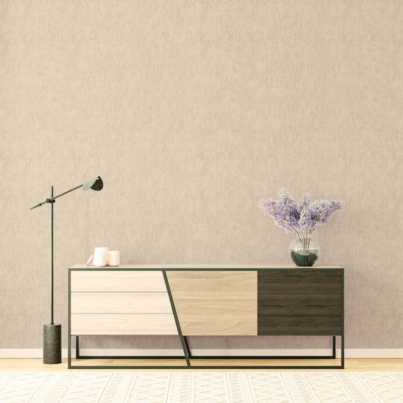 Earth Collection Textured Scratch Effect Sheen Wallpaper Roll, Cream