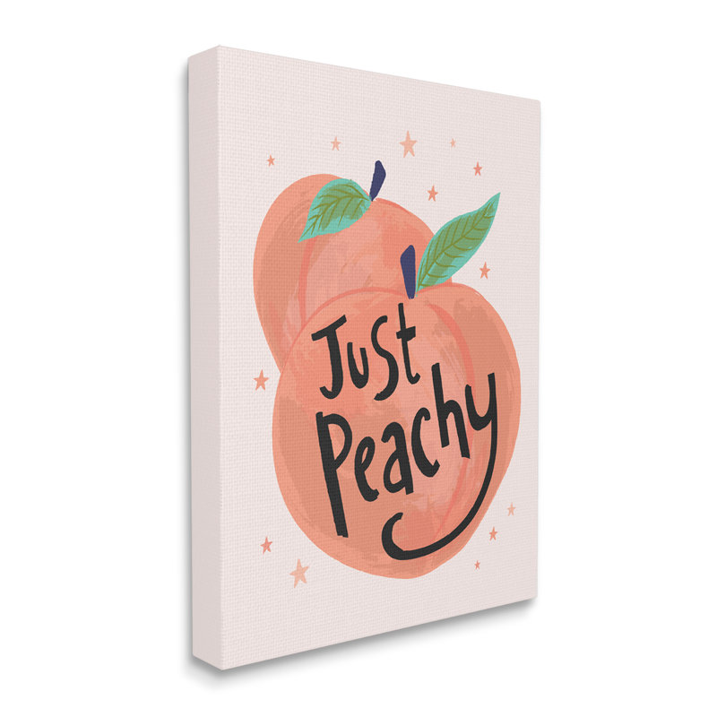 «Just Peachy Ripe Fruit Illustration Sparkling Star», art textuel sur panneau de fibres à densité moyenne, Toile tendue