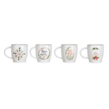 Round Hand-Painted Stoneware Mug With 4 Various Holiday Sayings