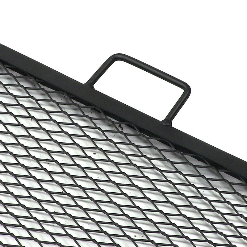 Heavy-Duty Black Steel Square Fire Pit Cooking Grill with Handles