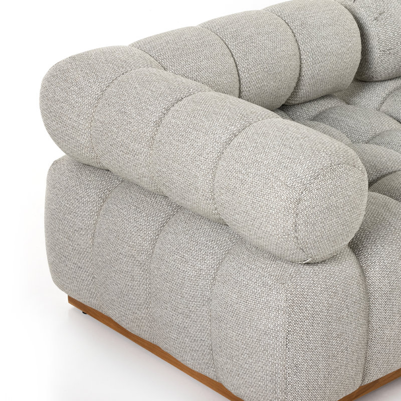 Roma Outdoor 5Pc Sectional-Hayes Cream, Faye Ash Cushion/Natural Teak Frame
