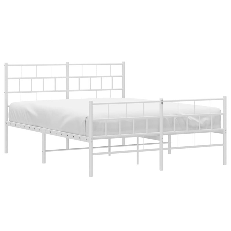 Structure de lit en métal Danzell, robuste, sans matelas, Blanc, 73.6" x 81.5"