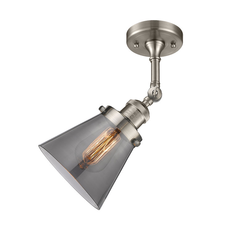 Milazzo Glass Semi Flush Mount, Polished Nickel, Matte White Cased, 13.5" H x 6.25" W x 6.25" D