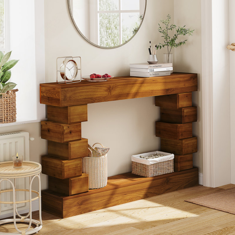 Console en bois avec tablette inférieure ouverte