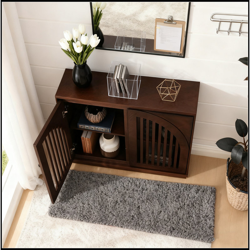 Cabinet With 2 Outlet Holes, Buffet Cabinet With Storage, Narrow Side Cabinet For Living Room Entryway Hallway Kitchen Coffee Bar