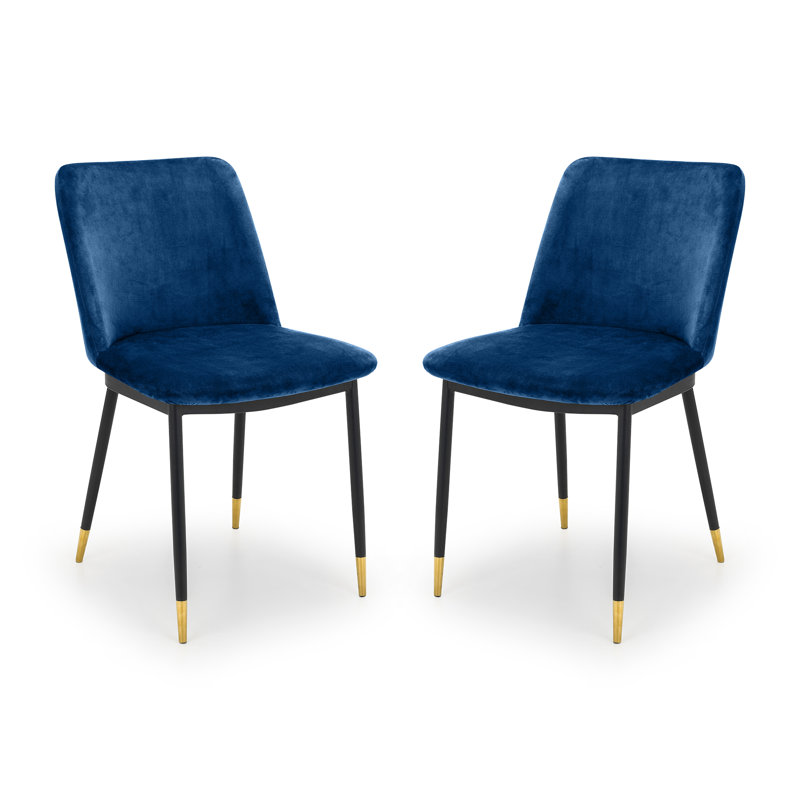 Gerson 127cm H Velvet Upholstered Side Chair in Blue, Blue