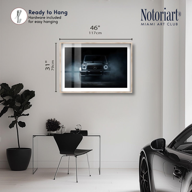 Décoration murale chambre à coucher «Beast in the Mist Shadowbox» par Notoriart, cadre blond, 46 x 31, H 31 po x l 46 po
