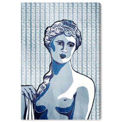 A Lady in Blues Canvas Maximalist Art Print by Art Remedy