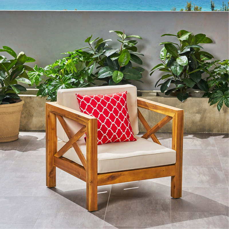 CLUB CHAIR, Cream, Teak