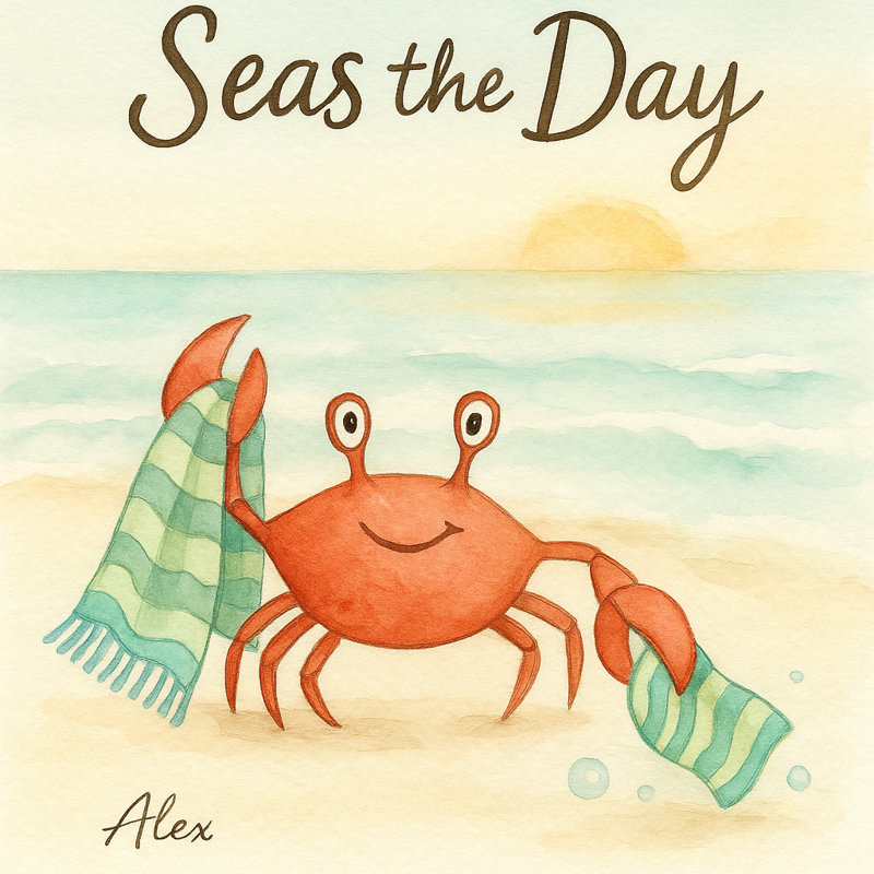 "Seas the Day" Crab Canvas Wall Art