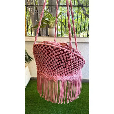 Lavish Pink Hanging Chair Swing With Cushion